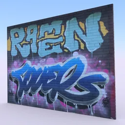 Graffiti brick wall