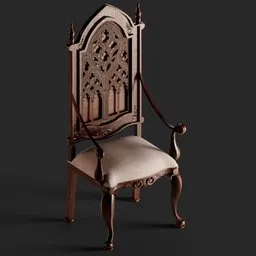 Gothic Carved Wooden Armchair
