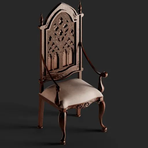 Gothic Carved Wooden Armchair