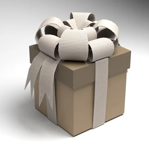 3D-rendered gift box with realistic fabric ribbon, ideal for various holiday scenes in Blender.