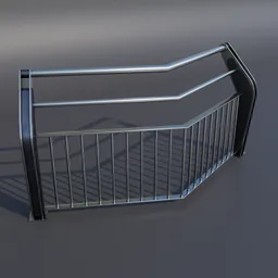 "Modular 2 meter long Angular Railing in metal with adjustable corner degree and handrails made in Blender 3D. Also available in straight variant. Perfect for interior and exterior design projects. Rated highly by users."