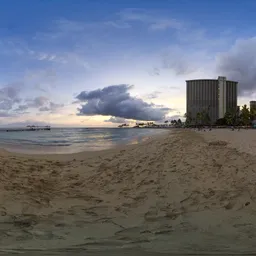 Sandy Beach Cloudy Sunset Sky
