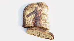 Realistic 3D model of artisan bread loaf, high-detail textures, suitable for Blender rendering.