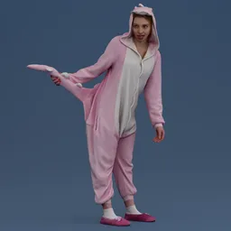 Woman with a pink tail