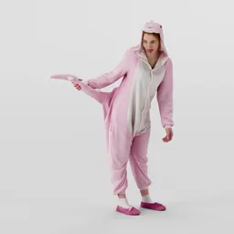 Woman with a pink tail