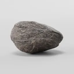 "Low-poly rock model with rough texture, created in Blender 3D. Perfect for environment elements projects. PBR textures included."