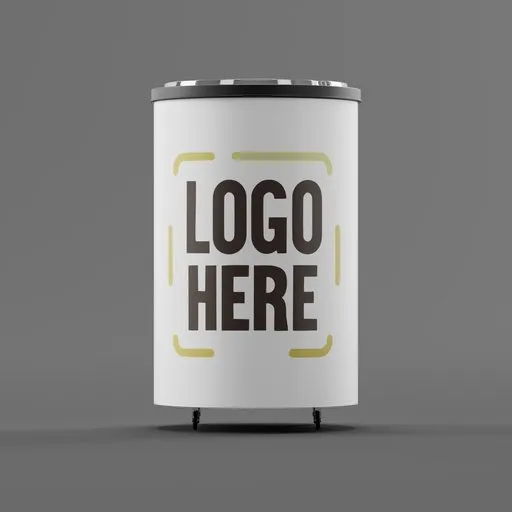 Detailed 3D Blender model of a mobile Barrel Cooler for bar settings, featuring placeholder for customization.