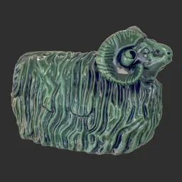 Garden ram Porcelain green statue