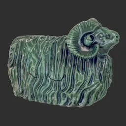 Garden ram Porcelain green statue