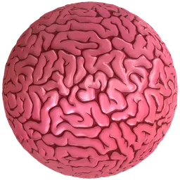 Customizable, semi-procedural Cartoon Brain PBR texture for 3D rendering in Blender, with adjustable colors and effects.