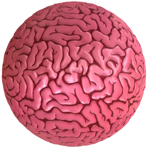 Customizable, semi-procedural Cartoon Brain PBR texture for 3D rendering in Blender, with adjustable colors and effects.
