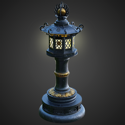 Detailed antique Japanese toro 3D model, perfect for historical Blender rendering projects.