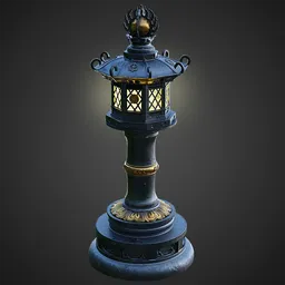 "Add an ancient touch to your 3D scenes with this highly detailed Old Japan Toro table lamp from BlenderKit. Perfect for creating realistic cityscapes or outdoor scenes with soft filtered lighting, this model is inspired by the popular Vermintide 2 video game. Get creative with Blender 3D software and elevate your designs to the next level."