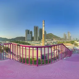 Purple stairs at sunset