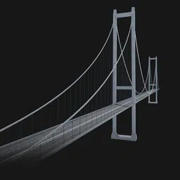 Detailed 3D suspension bridge model with realistic textures, customizable for Blender.