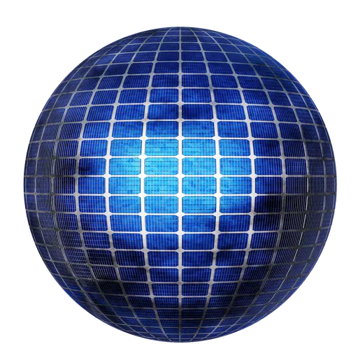Seamless PBR solar panel shader for 3D rendering in Blender, high-quality texture for digital roofing design.