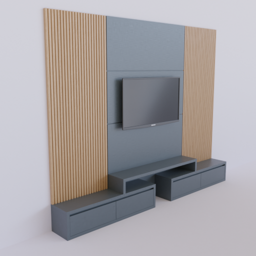 Wood and Blue Home Theater | TV Cabinets models | BlenderKit