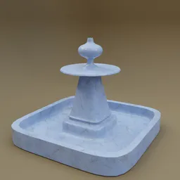 Detailed 3D model of a tiered marble water fountain for Blender, ideal for architectural rendering.