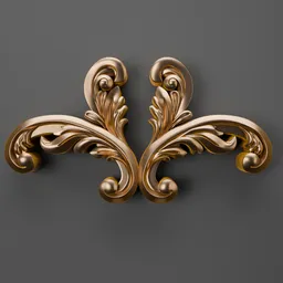 Detailed classic golden ornament 3D model for architectural rendering on Blender.