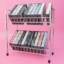 A tape rack full of good music