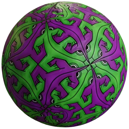Detailed Escher Lizards PBR material for 3D art and game design, with vibrant green tile patterns.