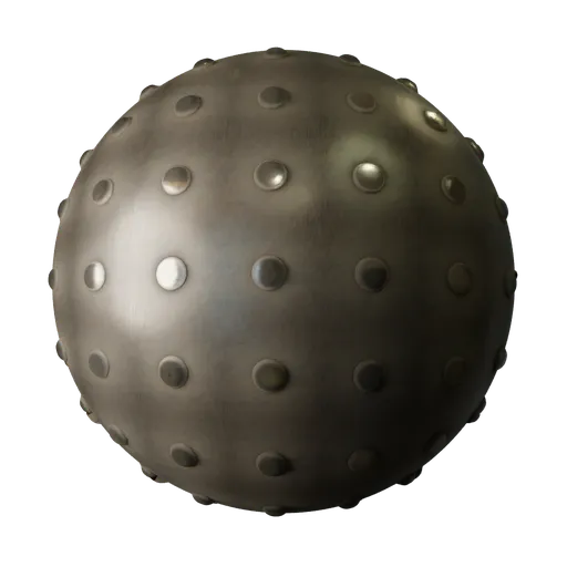 2K PBR scratched rivet metal texture for 3D modeling with realistic displacement detail.