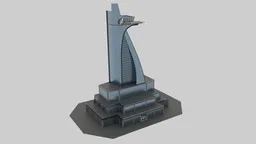 3D model of a futuristic skyscraper with detailed textures, designed for Blender rendering.