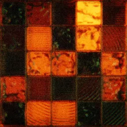 Vintage Mosaic Tile Grid Amber Glitch