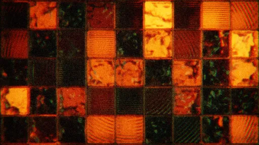 Vintage Mosaic Tile Grid Amber Glitch