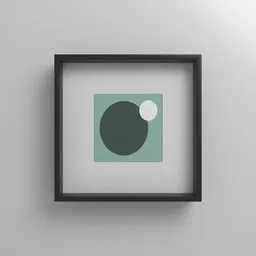 Minimalist green abstract circle design in 3D model photo frame, compatible with Blender 3D.