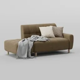 Fabric sofa with stool