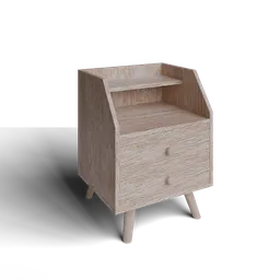 High-quality Blender 3D model of a wooden nightstand with drawers and shelf, ideal for bedroom renderings.