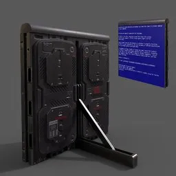 Highly detailed Blender 3D model of an arena LED screen display with support structure, showcasing rear components.