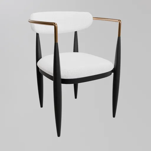 Elegant 3D modeled armchair with white cushions and black frame, designed for Blender rendering.