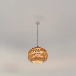 Detailed 3D-rendered hanging cardboard light fixture suitable for various interior designs, displayed using Blender.