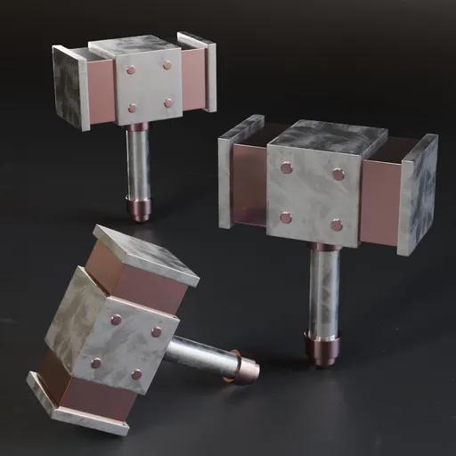 Detailed 3D mace model with high-quality metal textures, optimized for Blender, suitable for war game design.