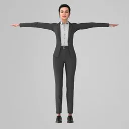 Woman Business Pantsuit Rigged