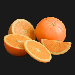 Fresh Orange Slices 3D Model