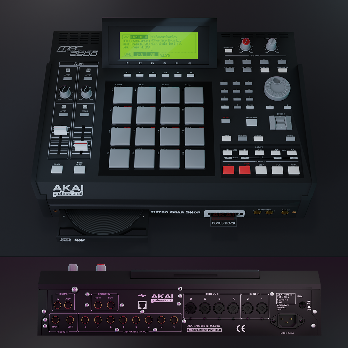 AKAI MPC2500 BLACK 箱あり・説明書等あり 機材 器材 音楽 AKAI MPC2500 professional Music Black Production Center Sampler