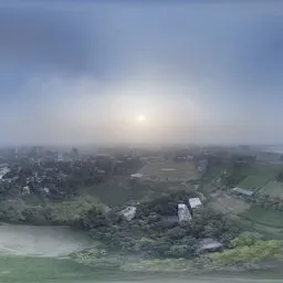 Foggy Village Panorama