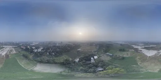 Foggy Village Panorama