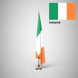 Ireland Ceremonial flag on stand
