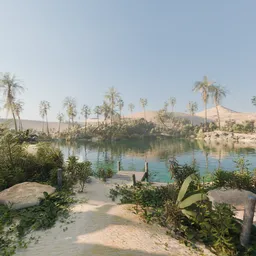 Cozy Oasis in Desert Daytime