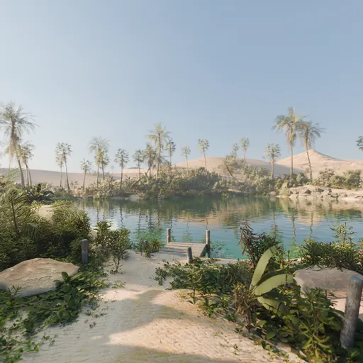 Cozy Oasis in Desert Daytime