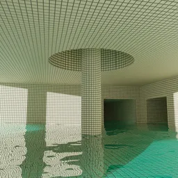 Backrooms Submerged Leisure Pool Scene