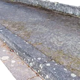 Highly detailed 14m scanned 3D model of a dirty sidewalk with realistic textures, suitable for Blender rendering and cityscape design.