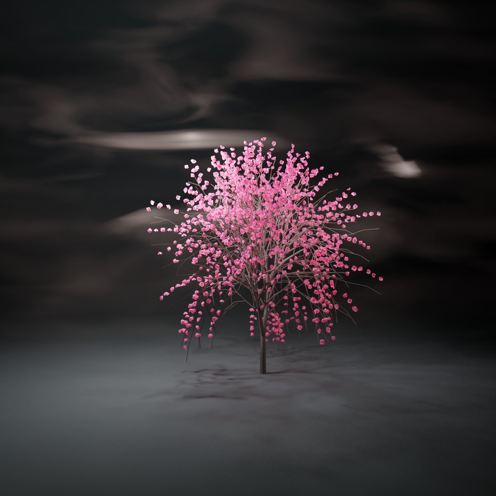 Minimalist Pink Tree in Motion Blur | Nature scenes | BlenderKit