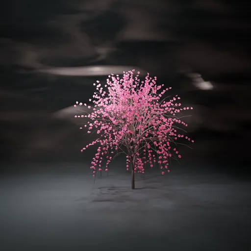 Minimalist Pink Tree in Motion Blur