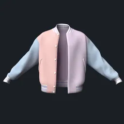 Pastel Color Block Varsity Jacket (Open)
