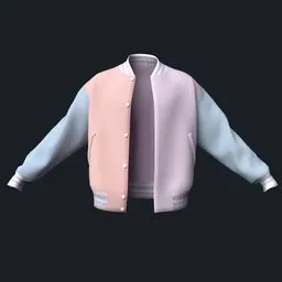 Pastel Color Block Varsity Jacket (Open)